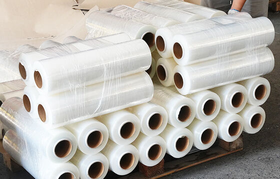 Transparent PE / BOPP Soft Food Grade Industrial Stretch Film Roll 30cm Width 50m Length Waterproof Protective Pallet Wrap